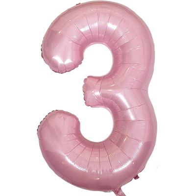 DIWULI XXL Number 3 Birthday Balloon, Pearl Pink