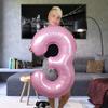DIWULI XXL Number 3 Birthday Balloon, Pearl Pink view 2