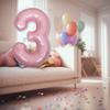 DIWULI XXL Number 3 Birthday Balloon, Pearl Pink view 3