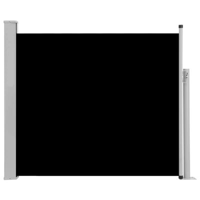 Tidyard Retractable Side Awning with Housing and Support Post, 100 x 300 cm, Black