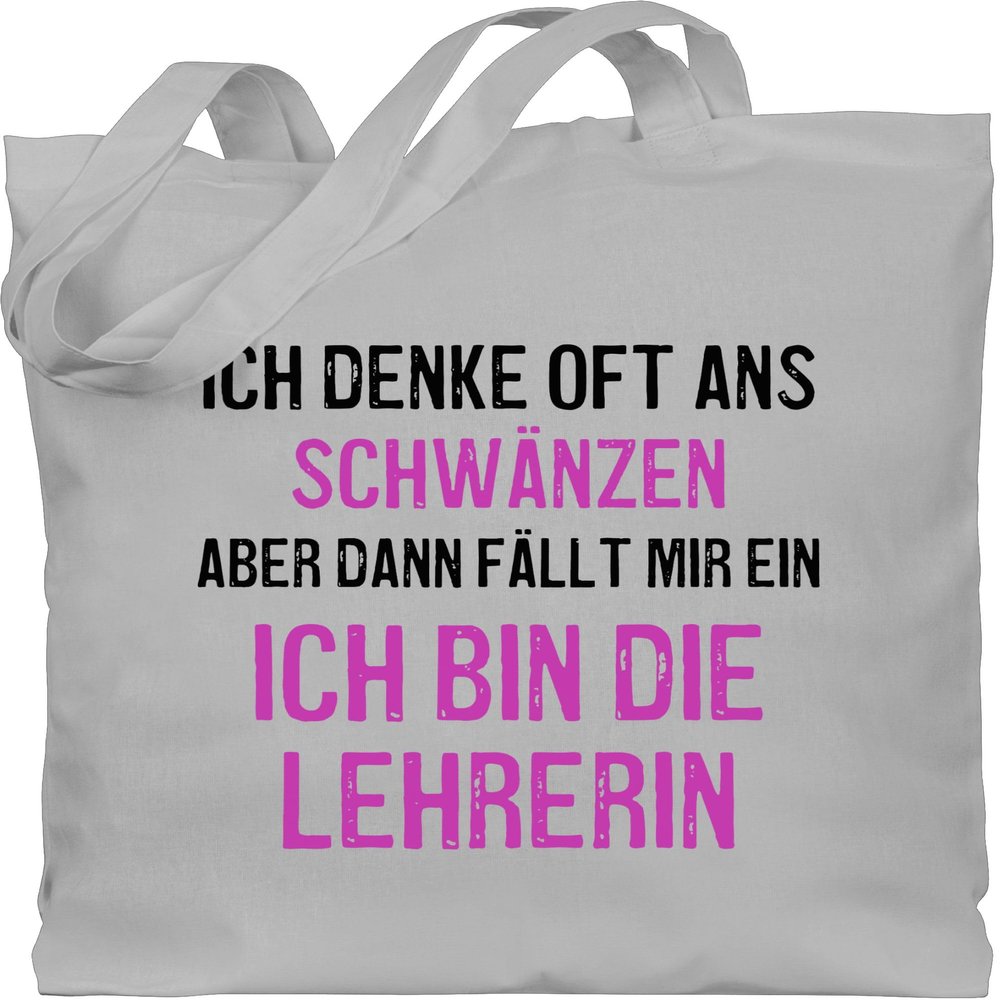 Shirtracer Cotton Tote Bag for Teachers - I Often Think About Skipping School - One Size - Light Gray