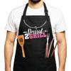 MoonWorks Women's Grill Apron “Dressed to Grill” with Pearl Necklace Design, Black view 2