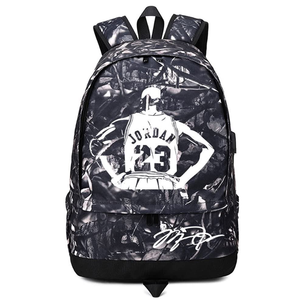 FANwenfeng Basketball Player 23 Ball-Storage Glow-in-the-Dark Backpack, Multifunctional Student Bookbag for Men and Women (G Pattern 1)