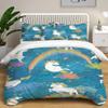 EU-VV Girls' Bedding, 3-Piece Soft-Print Unicorn Duvet Cover Set, Style 03, Double (200 x 200 cm) view 1