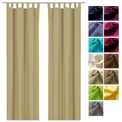 heimtexland Solid Cotton Privacy Curtain, Loop Top, Sand Taupe, 230 x 125 cm