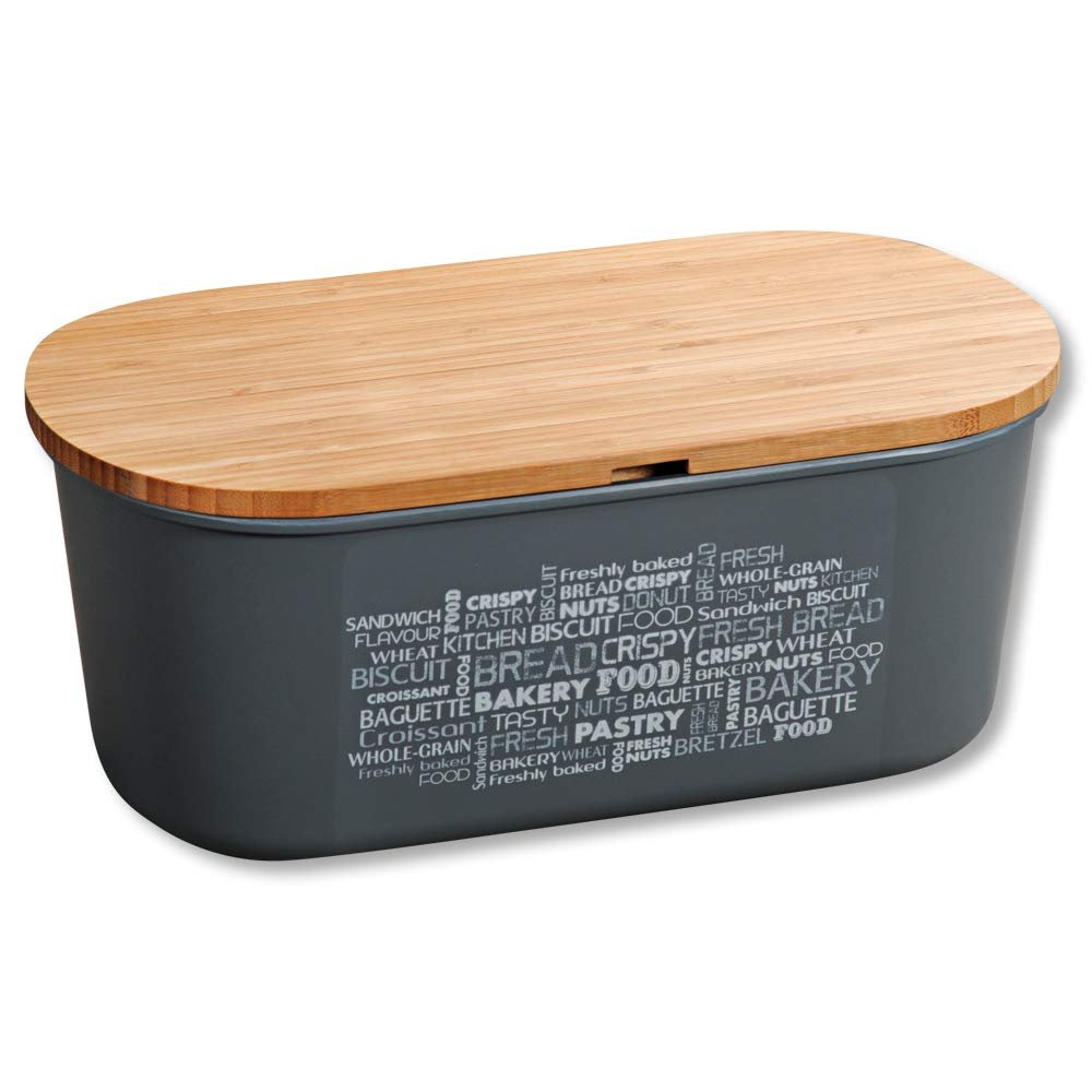 Kesper Bread Box, Melamine and Bamboo, 34 x 14 x 18 cm, Gray/Brown, 58501