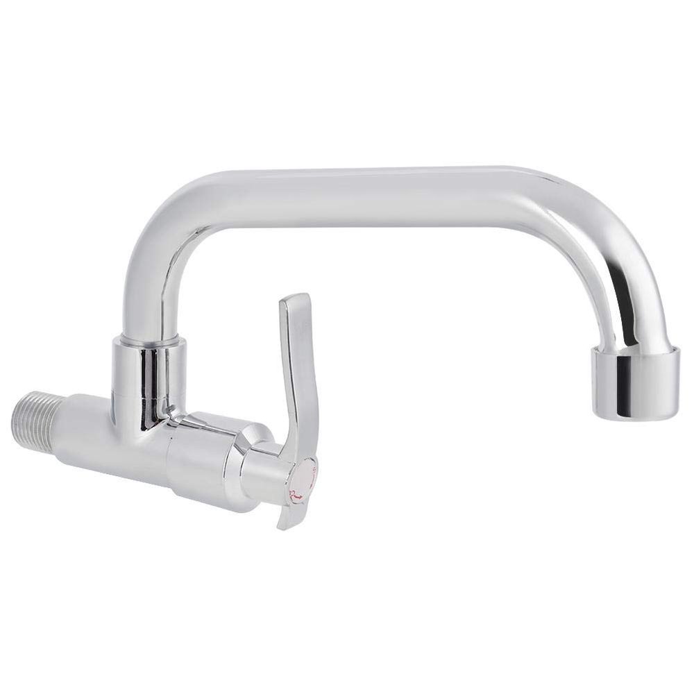 Wall-Mounted Kitchen Sink Faucet, Brass Body, Stainless Steel Spout, 25 cm (LQ-3092)
