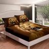 Loussiesd Lion Wild Animal Print Fitted Sheet Set, Brown Microfiber view 1