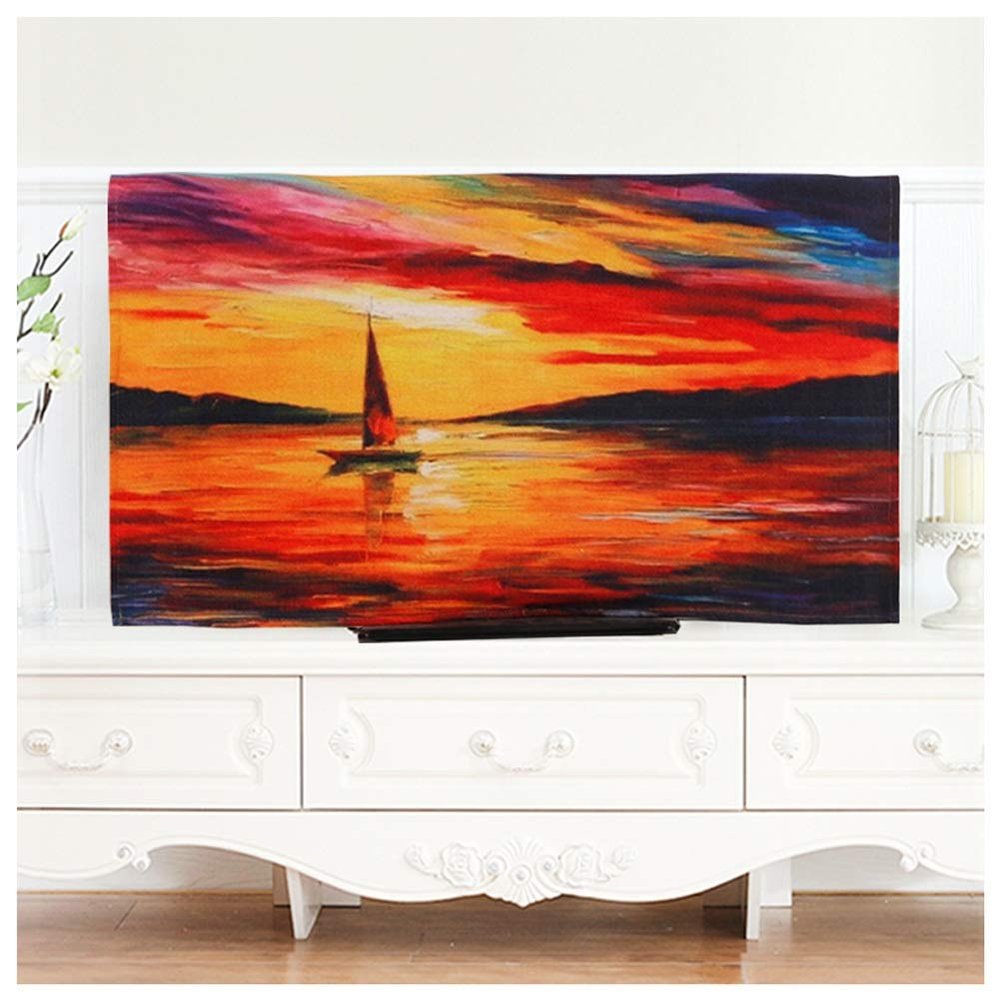 NANKAN TV Cover for 32–75-Inch Flat or Curved TVs, Polyester, Boat, 55-Inch