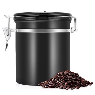 1.5 L Airtight Stainless Steel Coffee Canister, Black