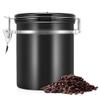 1.5 L Airtight Stainless Steel Coffee Canister, Black view 1