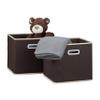 Relaxdays Folding Storage Boxes, Set of 10, with Handle, Square, 30 x 30 cm, Brown view 1