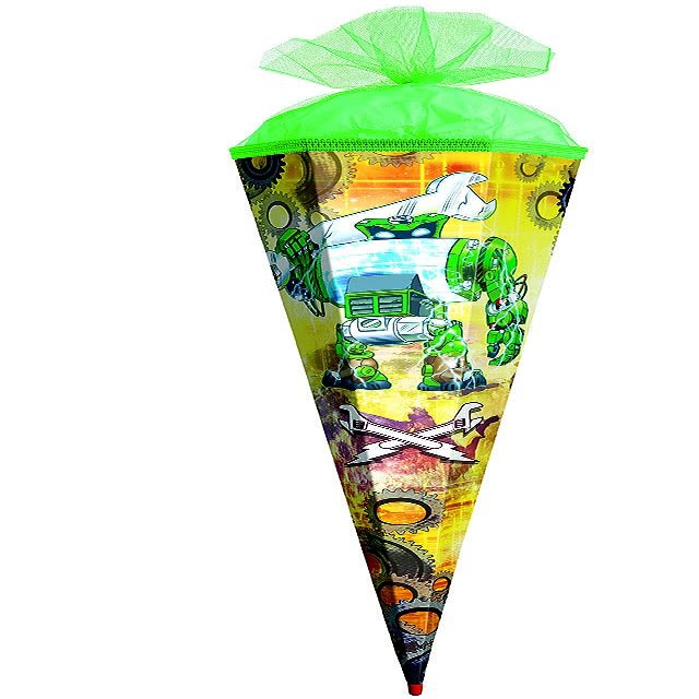 School Cone Filler, Approx. 200 Pieces, Green Robot, Hexagonal