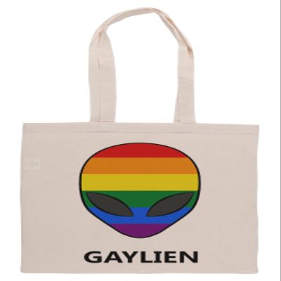 Luxogo Gaylien Rainbow LGBT Pride Beige Grocery Shopping Bag