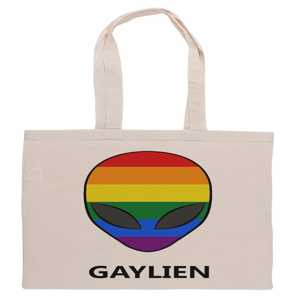 Luxogo Gaylien Rainbow LGBT Pride Beige Grocery Shopping Bag