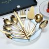Berglander Gold Serving Utensil Set, 10-Piece Stainless Steel Set with Gold-Titanium Coating view 2