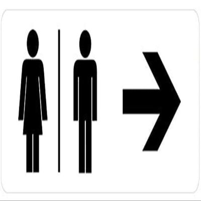 Woman/Man Sticker with Left- or Right-Pointing Arrow Notice Sign 128 x 50 mm Black/White, Made in Germany by MBS-SIGNS, Direction: Right