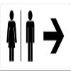 Woman/Man Sticker with Left- or Right-Pointing Arrow Notice Sign 128 x 50 mm Black/White, Made in Germany by MBS-SIGNS, Direction: Right view 1