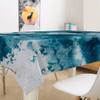 FANSU Waterproof Rectangular Tablecloth, Washable 3D Abstract Watercolor, Teal, 140 x 240 cm view 3