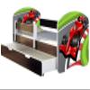 ACMA Kids' Bed 180 x 80 cm with Drawer and Mattress, Wenge, Bed Guard, Slatted Base, Formula 1 Design 06 view 1