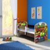 ACMA Children's Bed 140 x 70 cm with Mattress, Wenge, Guard Rail, Slatted Base II, Locomotive 44 view 3