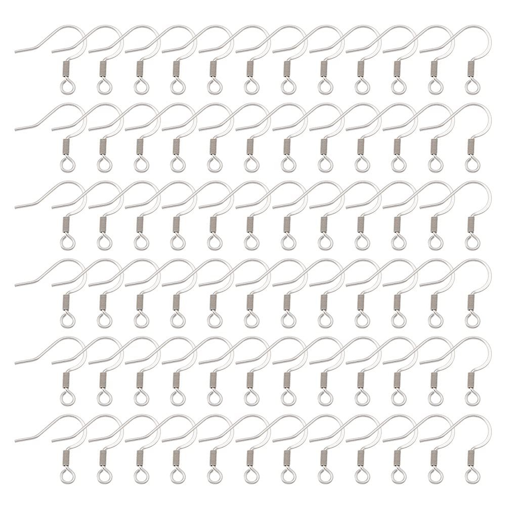 UNICRAFTALE 200-Piece 304 Stainless Steel Earring Hooks with Loops, 0.8 mm Pin, 14 x 17 x 2 mm, 2 mm Hole