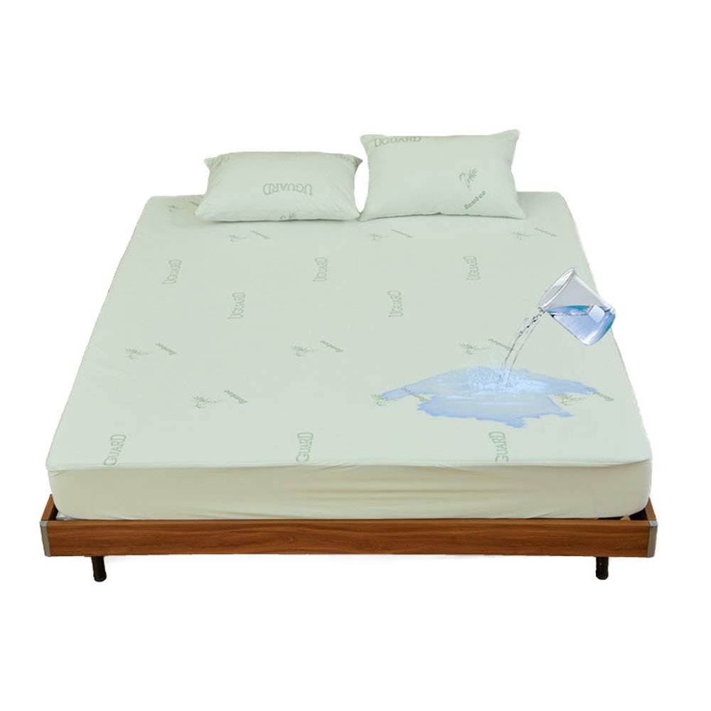 Bamboo Waterproof Mattress Protector, Breathable Fitted Sheet, Anti-Allergy, Dust Mite Protection, 30 cm Deep, 120 x 200 cm