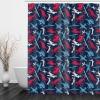 AMDXD Shower Curtain 165 x 180 cm, Helicopter and Airplane Design, Polyester Fabric with 12 Rings, White Blue Red view 2
