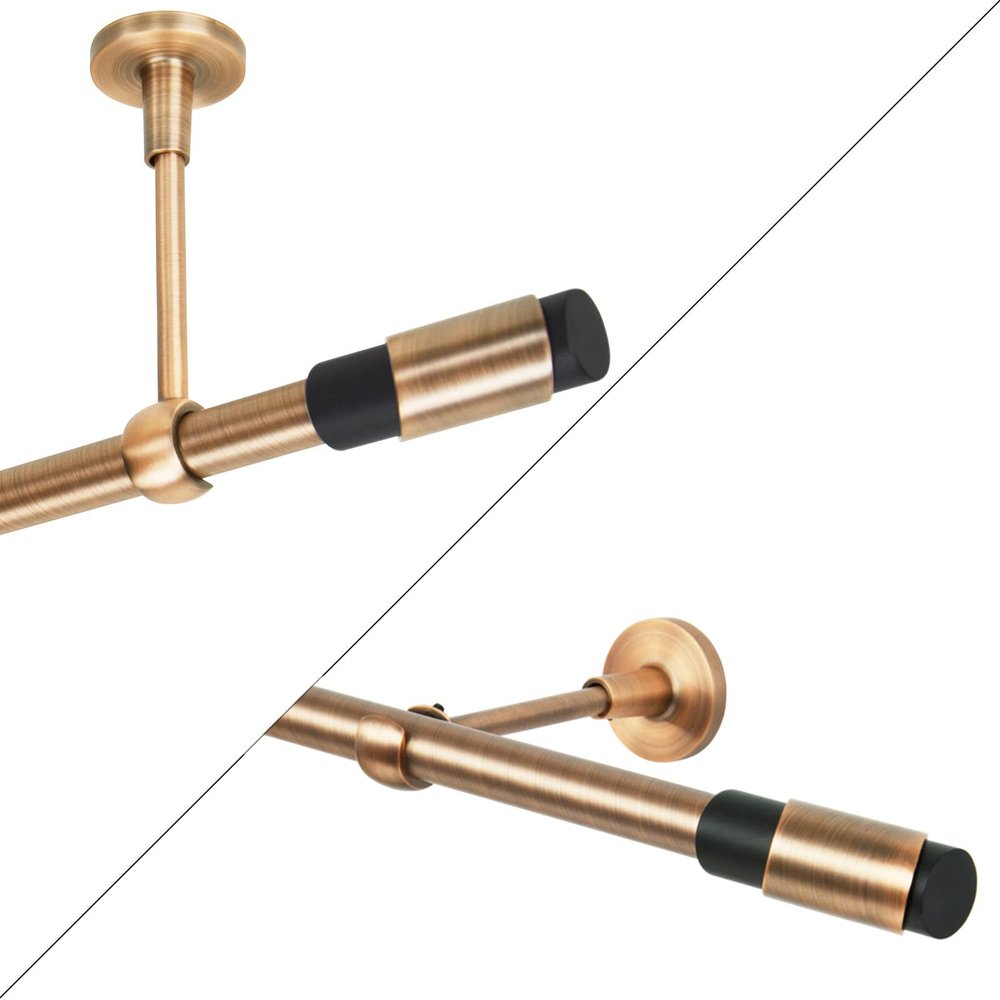 Single-Track Curtain Rod 120 cm, 19 mm, Antique Copper Vintage Retro Style, Wall/Ceiling Mount