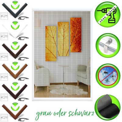 Horivert Aluminum Insect Screen Frame, Anthracite, No Drilling, 70 x 70 cm