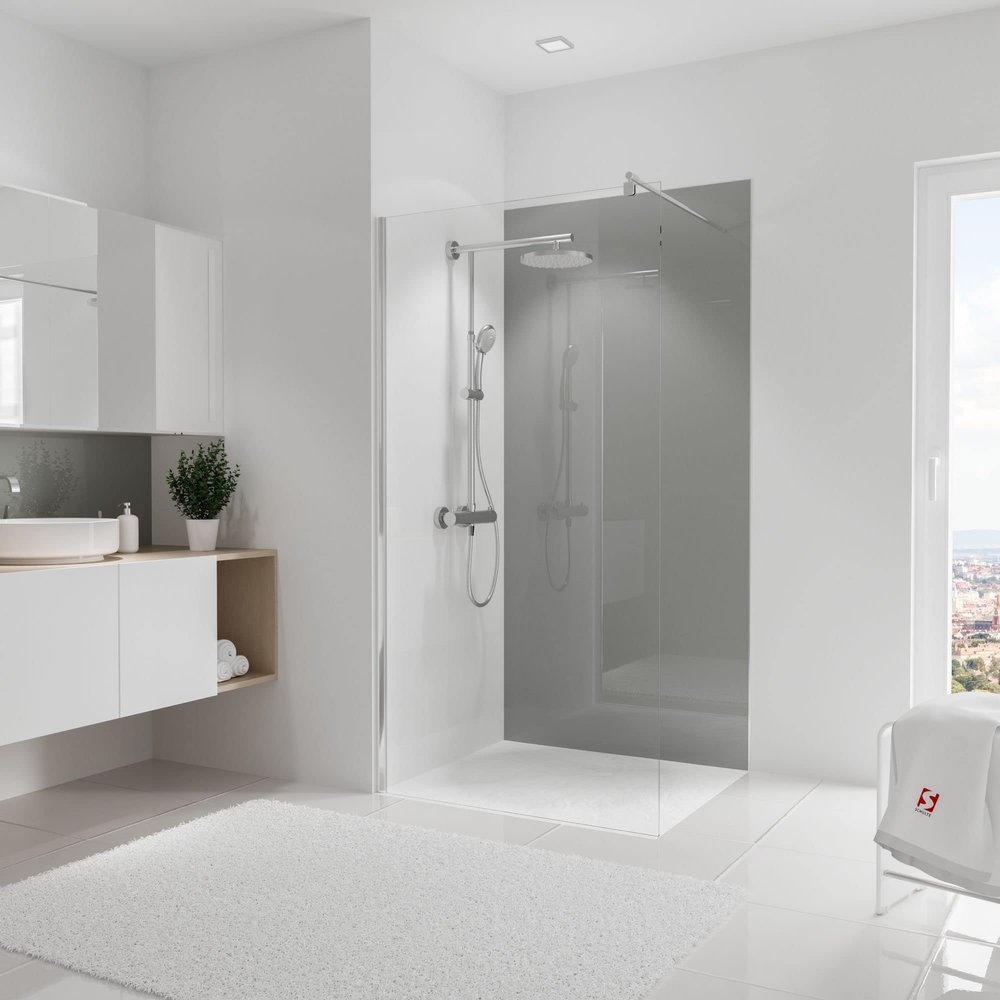 Schulte DecoDesign High-Gloss, Reflex Gray, 210 x 100 cm, Seamless Tile-Alternative Wall Panel, EP19010213 763