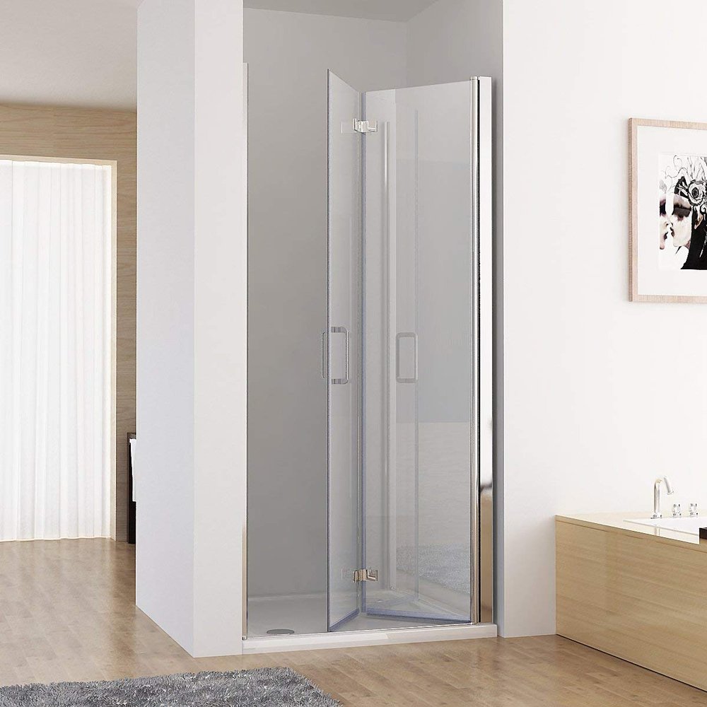 MIQU 90 x 185 cm Folding Shower Door, 6 mm Nano Safety Glass