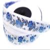 10 m Woven Jacquard Trim, Blue-Silver Flowers, 25 mm view 1