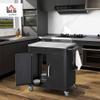 HOMCOM Kitchen Cart with Wheels, Cabinet and Hooks, 86 x 50 x 86.5 cm, Black view 2