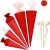 Red Schultüte Blank, 70 cm, Round, with Wooden Tip and Bow view 1