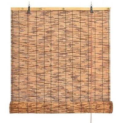 KDDFN Handwoven Reed Roller Blind, Retro Natural Shade, Customizable, 150 x 200 cm