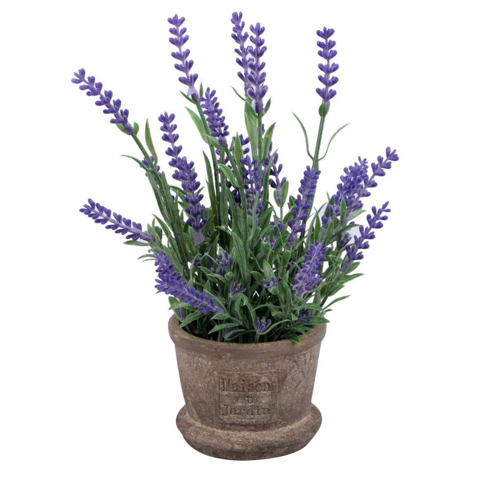 VOSAREA Artificial Potted Lavender Plant, Decorative Faux Flowers for Indoor and Outdoor Use