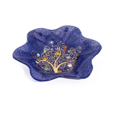 Sospiri Venezia Murano Glass Vanity Tray with Handcrafted Tree of Life Decoration, Decorative Bowl, Handmade in Italy (13 x 13 cm)