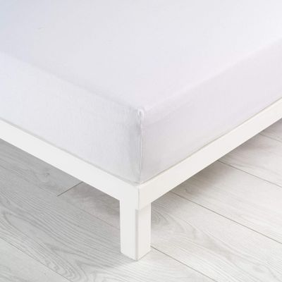 douceur d'intérieur Fitted Sheet, 160 x 200 cm, 100% Cotton, White
