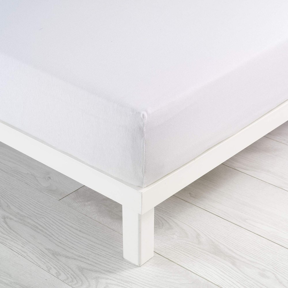 douceur d'intérieur Fitted Sheet, 160 x 200 cm, 100% Cotton, White