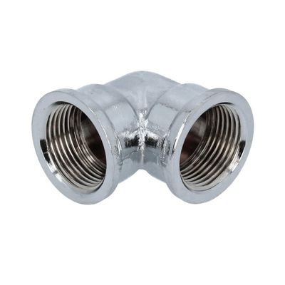 Chrome-Plated Brass Threaded Fitting, 90° Elbow, Female/Male, Heating (3/4" Female Thread)