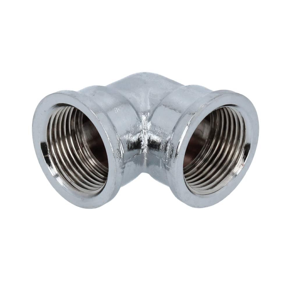 Chrome-Plated Brass Threaded Fitting, 90° Elbow, Female/Male, Heating (3/4" Female Thread)