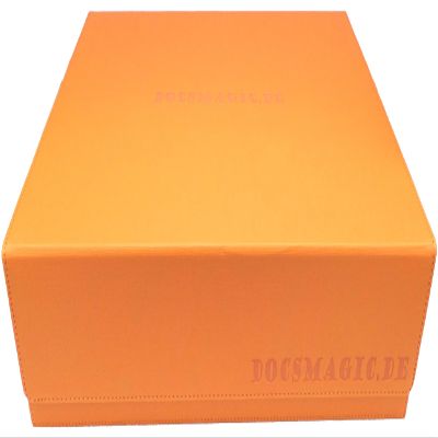 docsmagic.de Premium 4-Row Trading Card Storage Box, Orange, with Trays & Dividers