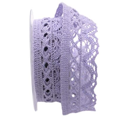 Christa-Bänder Lace Decorative Ribbon, Lilac, 50 mm, Without Wire