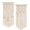 Mkouo 2-Piece Macramé Wall Hanging Set, Boho Woven Wall Decor, Ivory view 1