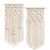Mkouo 2-Piece Macramé Wall Hanging Set, Boho Woven Wall Decor, Ivory view 2