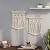 Mkouo 2-Piece Macramé Wall Hanging Set, Boho Woven Wall Decor, Ivory view 3