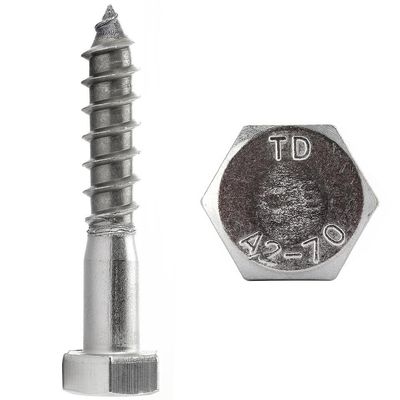 FASTON M8 x 35 Stainless Steel Hex-Head Wood Screws, 2-Pack, DIN 571