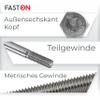 FASTON M8 x 65 Stainless Steel A2 Hex Bolts, Partially Threaded, 30-Pack view 2