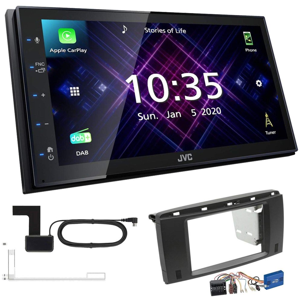 JVC KW-M565DBT 2-DIN Car Stereo for Mercedes-Benz R-Class 2006–2012, Black, incl. CAN Bus